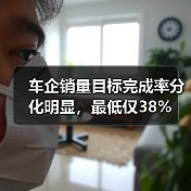 车企销量目标完成率分化明显,最低仅38%(图1) 车企销量目标完成率分化明显,最低仅38%(图1)