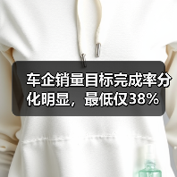 车企销量目标完成率分化明显,最低仅38%(图2) 车企销量目标完成率分化明显,最低仅38%(图2)